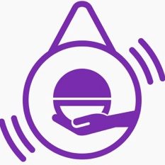 Singing bowl and Gong in an outstretched hand